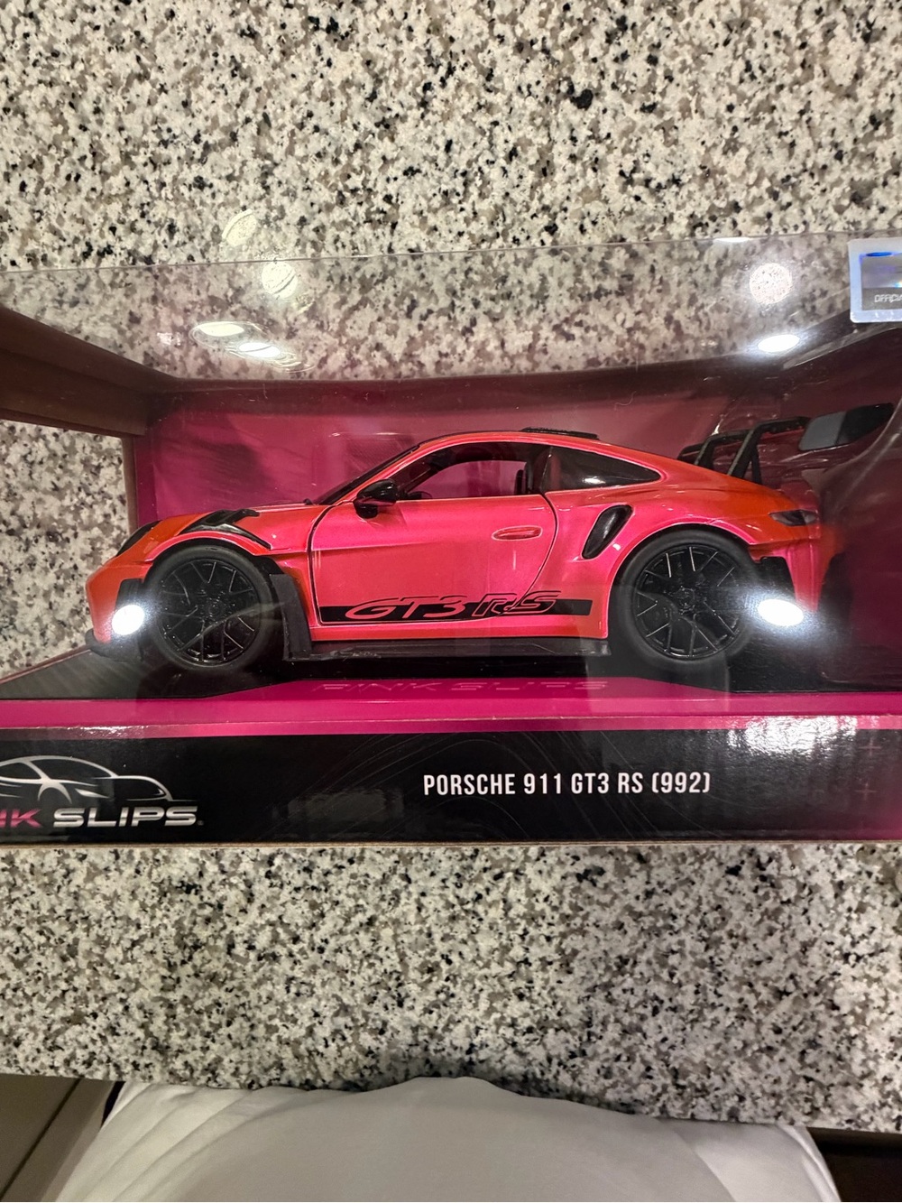 Mattel Porsche 911 GT3 RS Kids Ride-On Car in Bright Pink and Black Accents